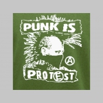 Punk is Protest mikina s kapucou stiahnutelnou šnúrkami a klokankovým vreckom vpredu 